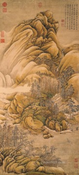 中国の伝統芸術 Painting - 雪の後の川と山の伐採 王偉 繁体字中国語